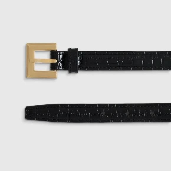 Anine Bing Nicola Belt Embossed in Black and Gold XS/S (NWT) - Picture 2 of 9